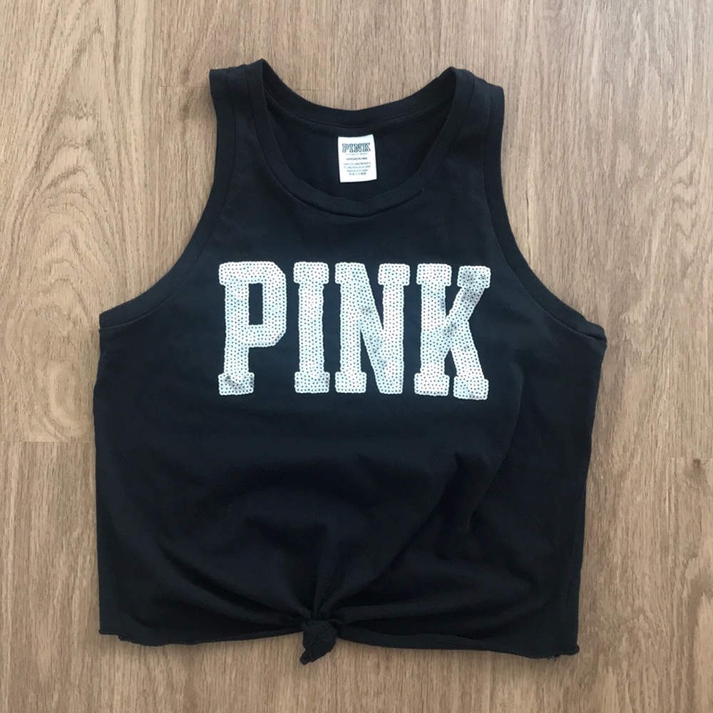 PINK Crop Top - Black